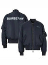 Men's Logo Print Nylon Bomber Jacket Smoke Navy - BURBERRY - BALAAN 2