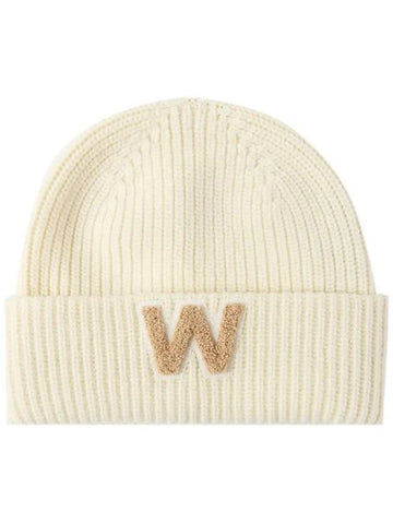 ALBEN logo patch wool beanie ivory 2355760634 001 - MAX MARA - BALAAN 1