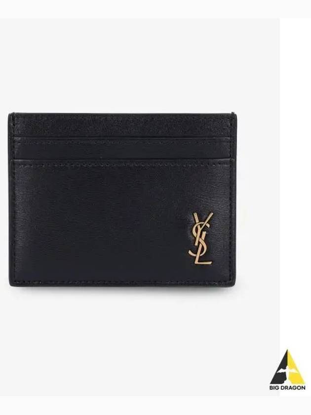 Tiny Monogram Shiny Leather Card Case Black - SAINT LAURENT - BALAAN 2