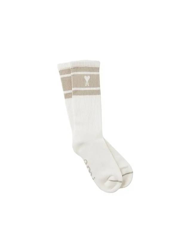 USC001 AW0015 271 De Coeur Heart Logo Striped Socks - AMI - BALAAN 1