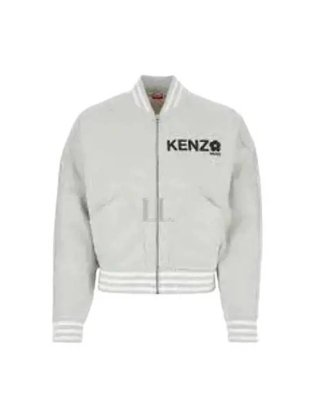 Logo Print Cotton Bomber Jacket Grey - KENZO - BALAAN 2