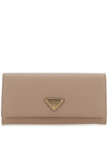 Saffiano triangle logo flap long wallet powder pink - PRADA - BALAAN 1