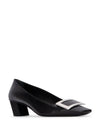 Women's Buckle Patent Leather 45mm Square Toe Pumps Heels Black - ROGER VIVIER - BALAAN 3