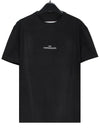 Reverse Embroidered Logo Stitched Cotton Short Sleeve T-Shirt Black - MAISON MARGIELA - BALAAN 2