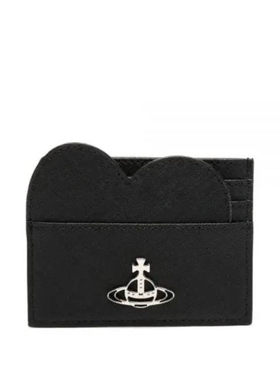 Heart Saffiano Card Wallet Black - VIVIENNE WESTWOOD - BALAAN 2