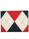 Argyle Pattern Three Stripe Tab Leather Card Wallet - THOM BROWNE - BALAAN 3