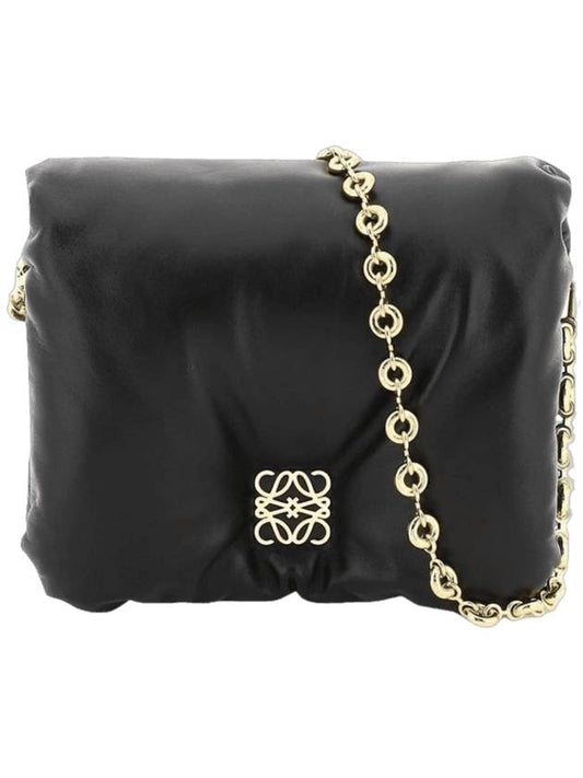 Women's Puffer Goya Shiny Nappa Lambskin Shoulder Bag Black - LOEWE - BALAAN 1