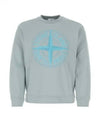 Garment Dyed Stitches Four Print Crewneck Sweatshirt Sky Blue - STONE ISLAND - BALAAN 2