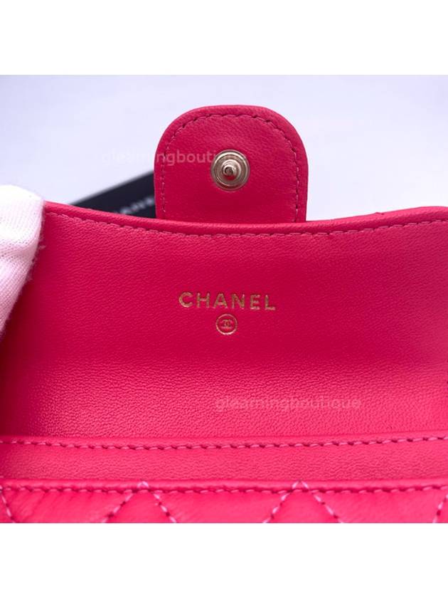 Classic Lambskin Flap Card Holder Red Champagne Gold - CHANEL - BALAAN 8