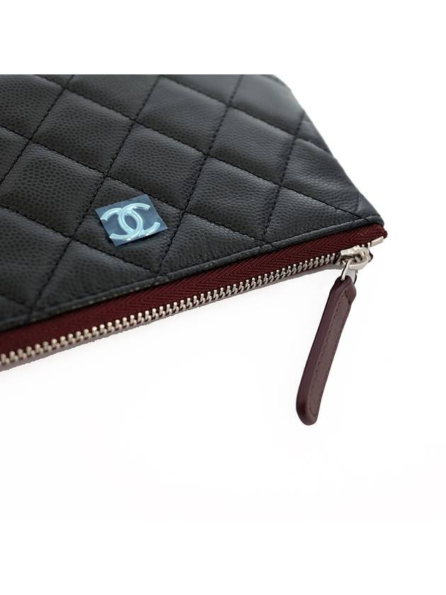 Classic Mini Pouch Grained Calfskin Silver Black - CHANEL - BALAAN 4