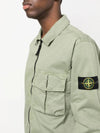 Garment Dyed Stretch Cotton Overshirt Jacket Sage Green - STONE ISLAND - BALAAN 3