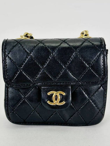 Black Lambskin Micromini Chain Belt Bag 3VCHB27436 - CHANEL - BALAAN 1