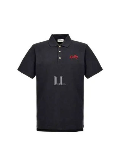 Embroidery Logo Short Sleeve Polo Shirt Navy - BALLY - BALAAN 2