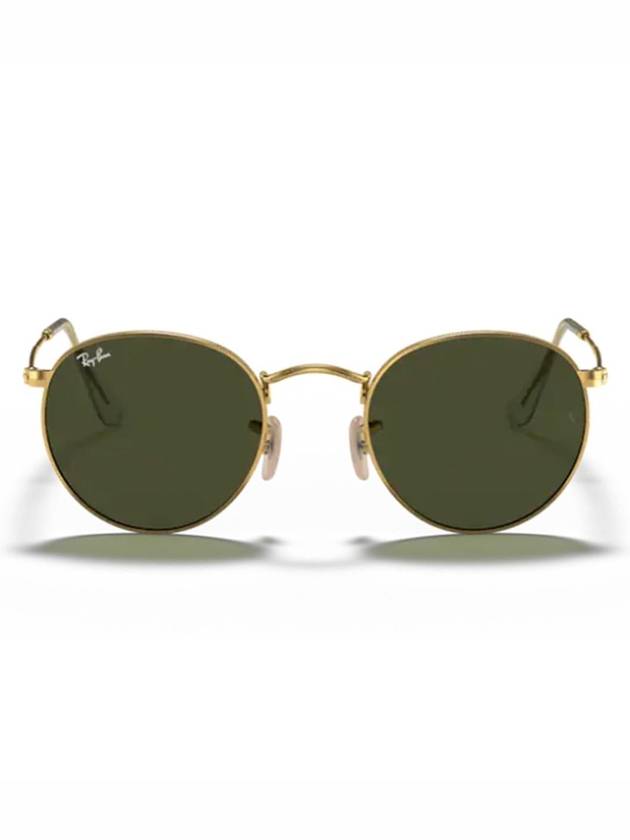 Eyewear Round Metal Sunglasses Green Gold - RAY-BAN - BALAAN 3