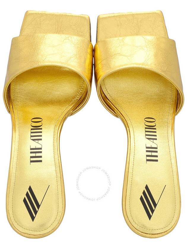 The Attico Ladies Gold Cheope 60 mm Metallic Leather Wedge Mules Brand Size 38 US Size 8 - THE ATTICO - BALAAN 3