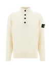 Wappen Patch Half Button Lambswool Knit Top Natural - STONE ISLAND - BALAAN 2