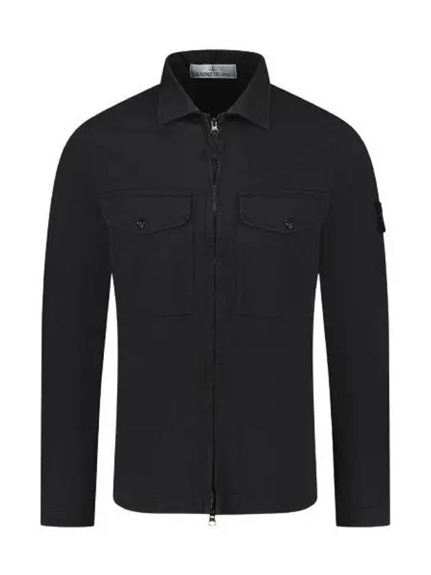 Organic Stretch Cotton Satin Long Sleeve Shirt Black - STONE ISLAND - BALAAN 2