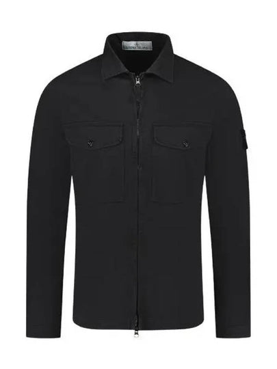 Organic Stretch Cotton Satin Long Sleeve Shirt Black - STONE ISLAND - BALAAN 2