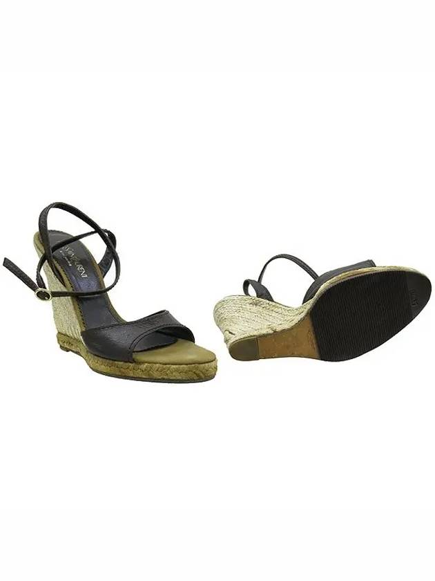 YSL mouth wedge heel espadrille strap embellished women s sandals - SAINT LAURENT - BALAAN 2