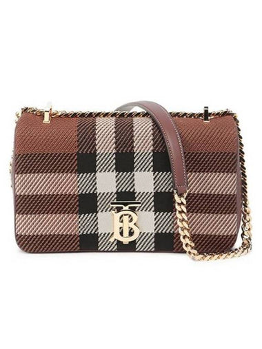 Lola Knit Check Cross Bag Dark Birch Brown - BURBERRY - BALAAN 1