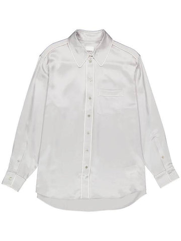 silk satin shirt light gray - BURBERRY - BALAAN 1