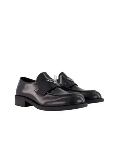 Triangle Logo Brushed Leather Loafer Black - PRADA - BALAAN 2