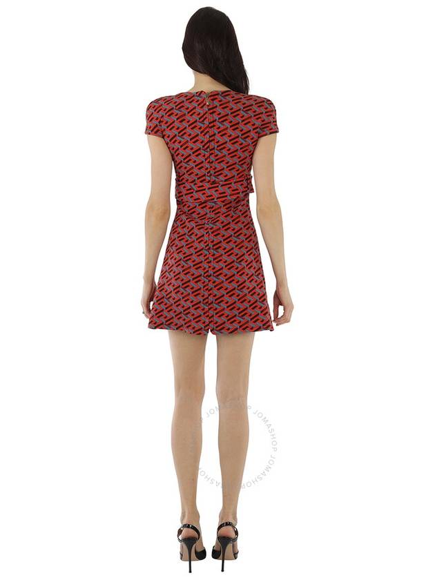 Women's Greca Pattern Wool Short Dress Red - VERSACE - BALAAN 4