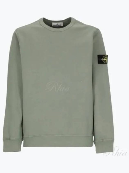 Brushed Cotton Fleece Garment Dyed Crewneck Sweatshirt Sage Green - STONE ISLAND - BALAAN 2