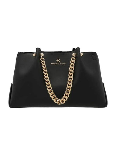 Jenna Logo Decorated Leather Shoulder Bag Black - MICHAEL KORS - BALAAN 1