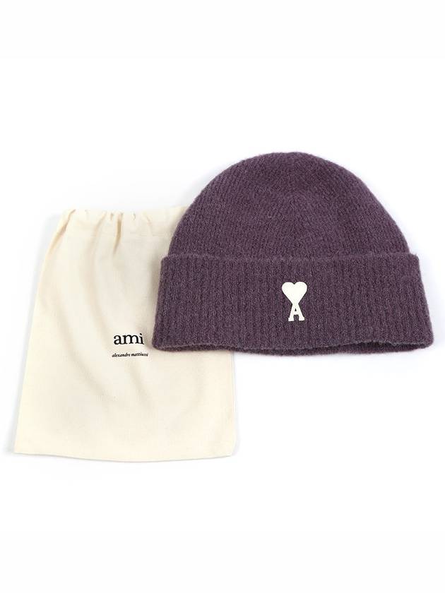 Logo Patch Knit Beanie Lilac - AMI - BALAAN 6