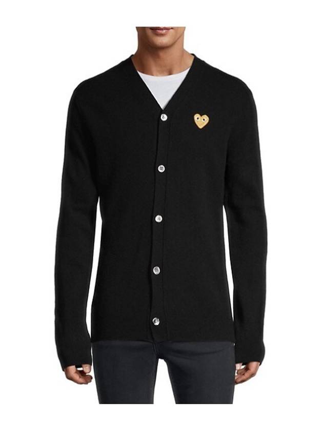 Gold Heart Wool Cardigan Black 050 - COMME DES GARCONS PLAY - BALAAN 3