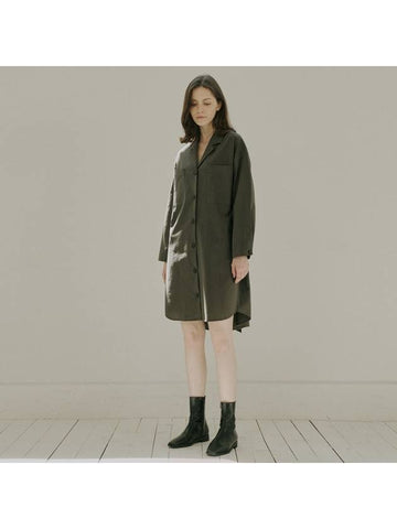 Overfit Shirt Long Sleeve Dress KHAKI - AVANT-G - BALAAN 1