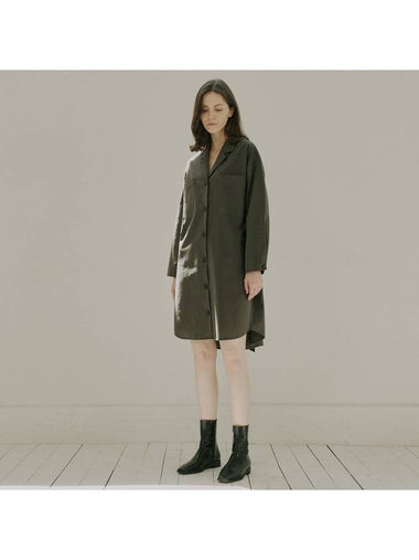 Overfit Shirt Long Sleeve Short Dress Khaki - AVANT-G - BALAAN 1