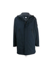 Lens Logo Long Hooded Jacket Navy - CP COMPANY - BALAAN 1