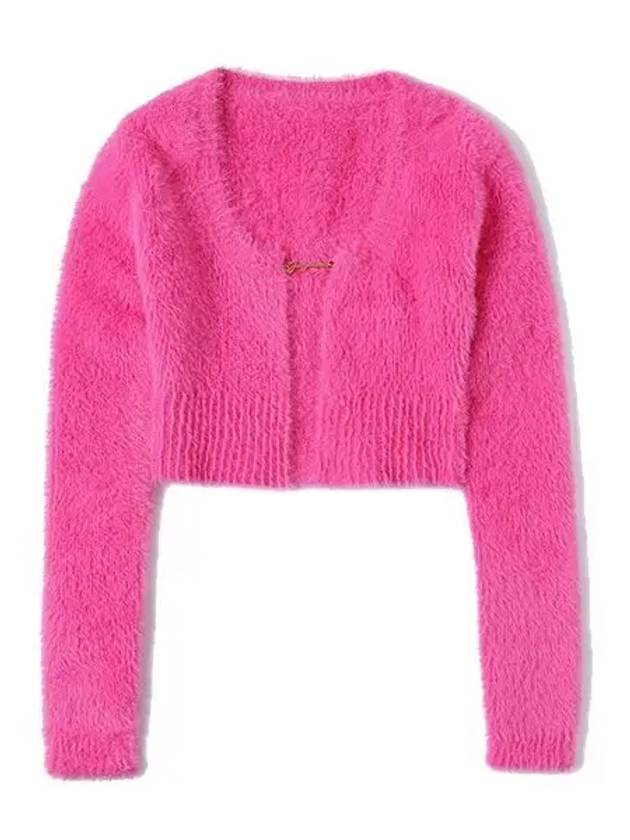 La Maille Neve Manches Longues Fluffy Charm Logo Cardigan Pink - JACQUEMUS - BALAAN 2