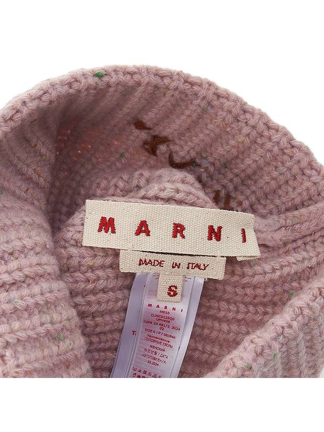 Embroidered Logo Rib Beanie Pink - MARNI - BALAAN 10