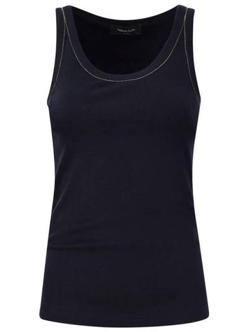 Ribbed Cotton Sleeveless Navy - FABIANA FILIPPI - BALAAN 1