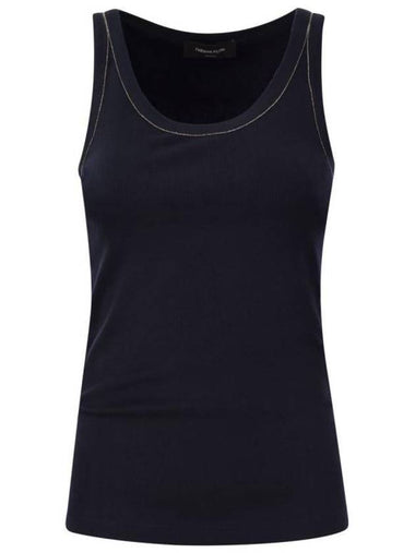 Ribbed Cotton Sleeveless Navy - FABIANA FILIPPI - BALAAN 1