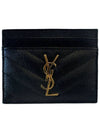 Monogram Chevron Gold Card Wallet 423291 BOW01 - SAINT LAURENT - BALAAN 1