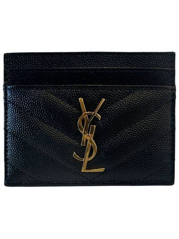 Monogram Chevron Gold Card Wallet 423291 BOW01 - SAINT LAURENT - BALAAN 1