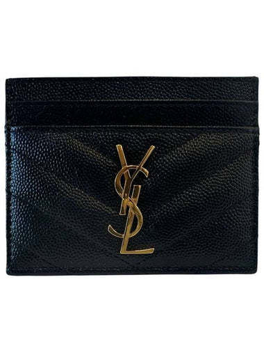 Monogram Chevron Gold Card Wallet 423291 BOW01 - SAINT LAURENT - BALAAN 1