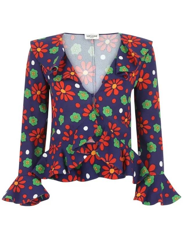 floral ruffle blouse - SAINT LAURENT - BALAAN 1