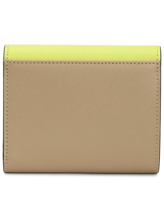 Saffiano Tri-Fold Half Wallet Yellow - MARNI - BALAAN 3