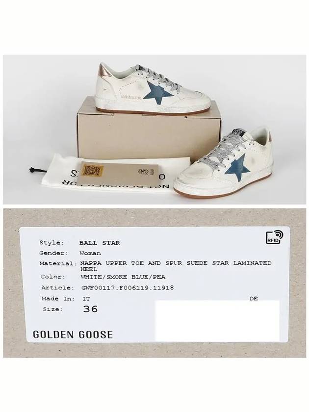 Ballstar Leather Low Top Sneakers Smoke Blue White - GOLDEN GOOSE - BALAAN 7