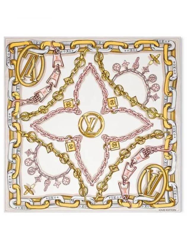 Bejeweled Square 90 Silk Scarf Beige - LOUIS VUITTON - BALAAN 2