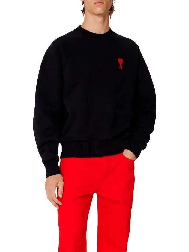 Men's Heart Logo Cotton Sweatshirt Black - AMI - BALAAN 3