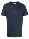 Classic Logo Print Cotton Short Sleeve T-Shirt Navy - MARNI - BALAAN 2