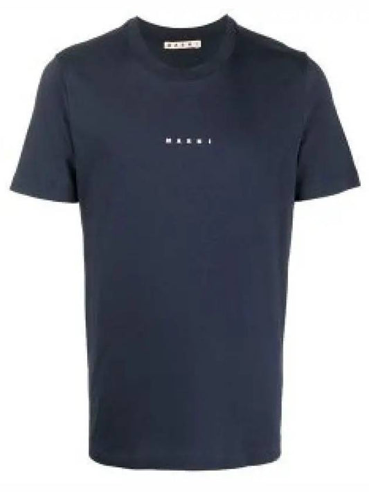 Classic Logo Print Cotton Short Sleeve T-Shirt Blue - MARNI - BALAAN 2