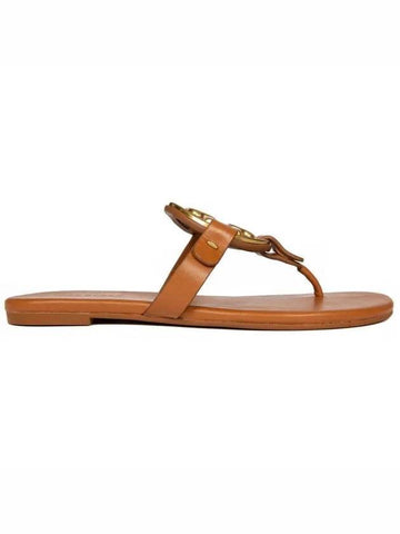 Women's Metal Miller Soft Flip Flops Brown - TORY BURCH - BALAAN 1