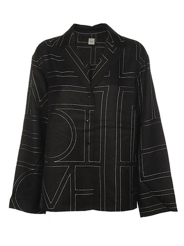 Monogram Silk Twill Pyjamas Shirt Black - TOTEME - BALAAN 1